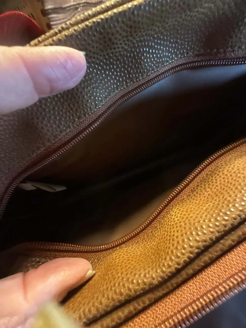 Lagerfeld Brown Pebbled Leather Toiletry Travel Bag
